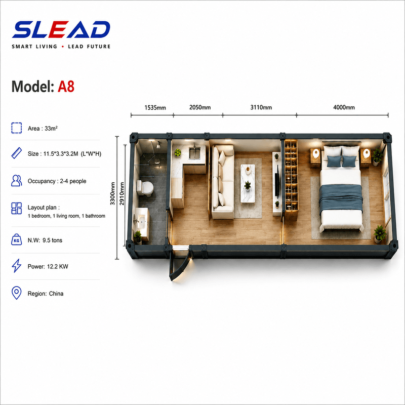 Capsule House SLEAD A8 — 38 m², 2 chambres (import sur commande) — autre vue